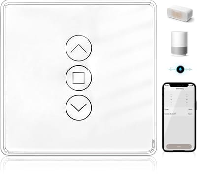 Slimme Rolluikschakelaar - Wifi Jaloeziebediening - Automatische Huisbesturing - Spraak en App Bediening - 86x86mm - Wit
