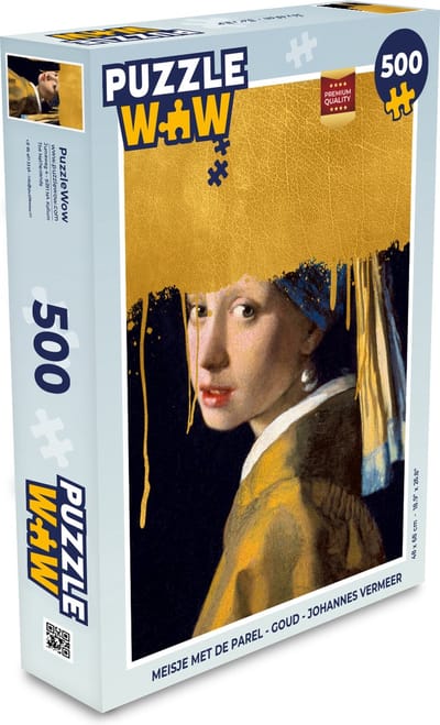 Puzzel Meisje met de parel - Goud - Johannes Vermeer - Legpuzzel - Puzzel 500 stukjes
