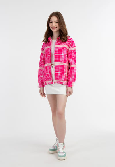 Mymo Oversized blouson Dames roze wol wit