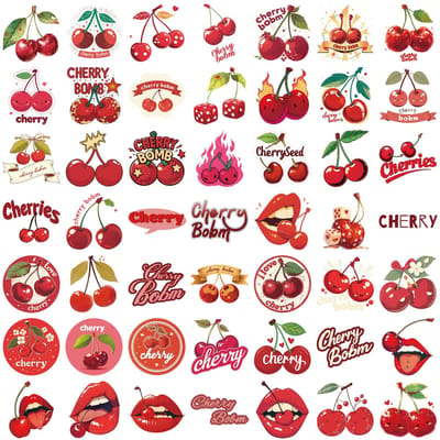 50 PIÈCES Autocollants Graffiti Cerise Rouge Pour Carnet Tasse à Eau Valise Guitare Scrapbook PVC Imperméable Autocollant Classique Décorer