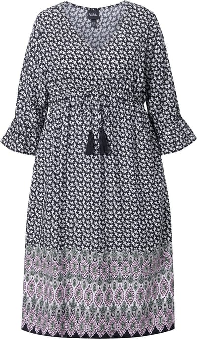 Ulla Popken - Dames - Maxi jurken - Zwart - Maat 58+
