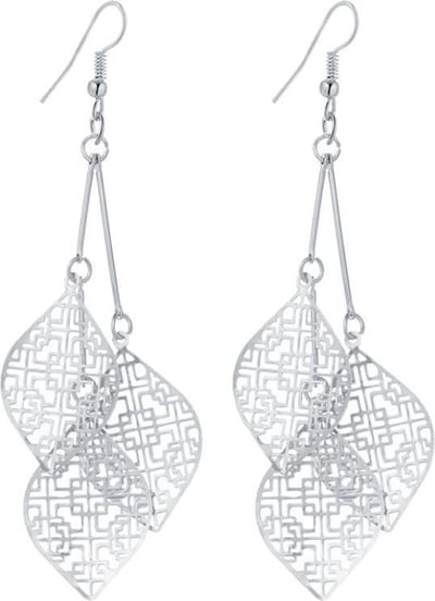Fako Bijoux® - Oorbellen - Aluminium - Blaadjes - Zilverkleurig