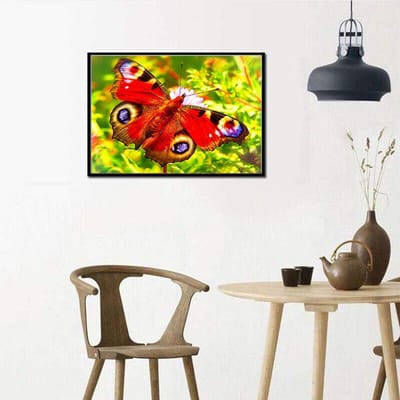 Peinture diamant 5D, motif papillon, animal, broderie, point de croix, diamant rond complet 20X30CM yellow