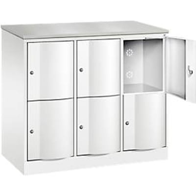 C+P Resisto lockerkast, 3 vakken, 6 vakken, B 1148 x D 540 x H 1077 mm, verkeerswit
