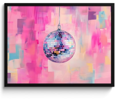 Poster in lijst - Fotolijst 70x50 cm - Posters - Discobal - Pink - Verf - Posterlijst zwart - Decoratie - Wanddecoratie woonkamer - Muurdecoratie slaapkamer