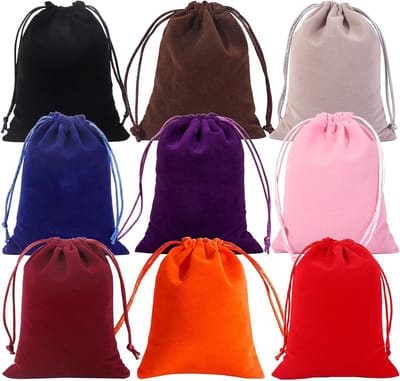 Set van 9 Luxe Velours Tassen, 20 x 25 cm, Zachte Opbergtassen voor Sieraden en Accessoires