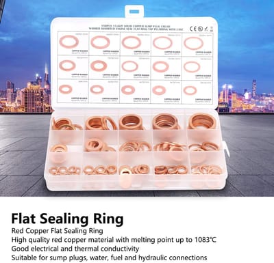 Dailygoods - Afdichtringen - 150 stuks - Hoogwaardige afdichting - Rode kleur - Platte sluitringen - Ideaal voor industrie en klussen - M5 tot M22