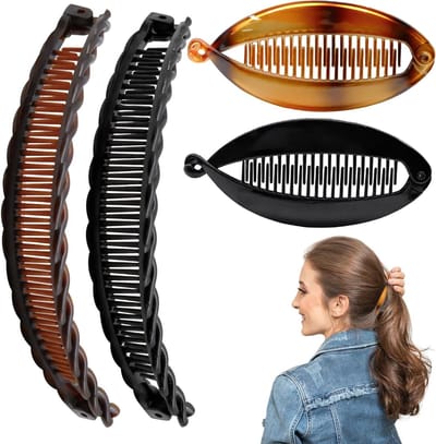Banana clips voor dik haar - Sterke haarspelden voor vrouwen, herringbone clips voor krullend of lang haar, perfect voor styling en haaraccessoires