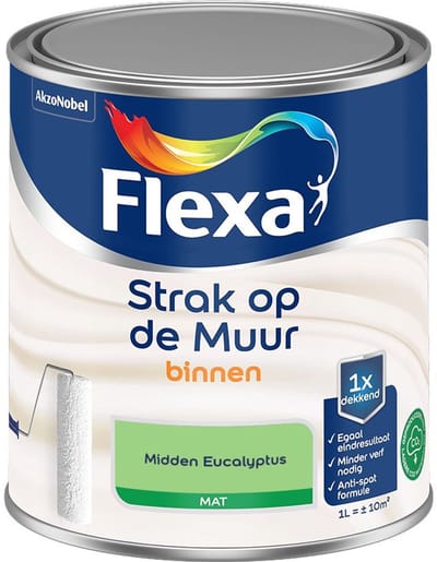 Flexa - Strak Op De Muur Binnen Mat - Midden Eucalyptus - Mengverf - 1 L