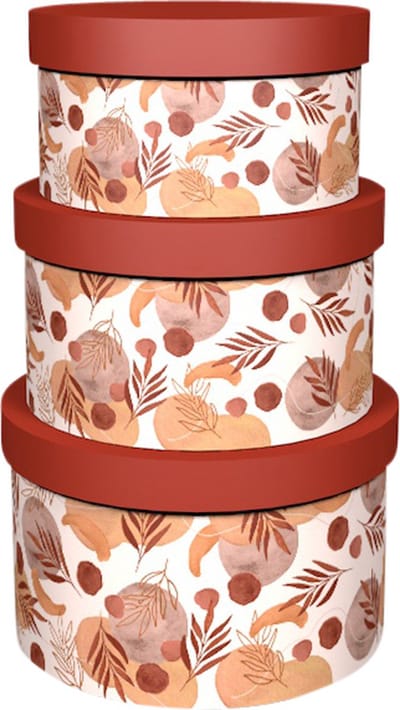 Dekoratief | Set 3 dozen rond 'Earth Blush', 21x21x13cm | A245087