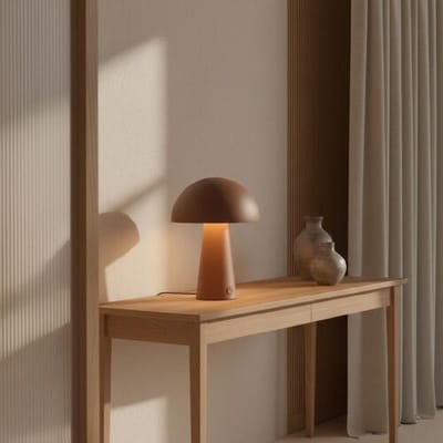 LUSENZ Arvento - Paddenstoel lamp oplaadbaar Bruin 20 cm - Tafellamp horeca - Dimbaar - Retro design - USB-C -  IP44 voor buiten - 3000K/4500K/6000K
