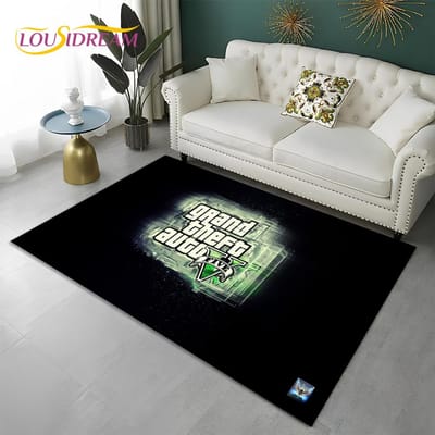 Grand Theft Auto Games 3D GTA Gamer Tapijt Vloerkleed voor Thuis Woonkamer Slaapkamer Bank Deurmat Decor, Kindergebied Vloerkleed Antislip Vloermat 70x100cm