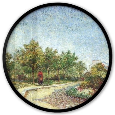 Poster in lijst Rond - Fotolijst 40x40 cm - Posters - Laan in het park Voyer d'Argenson in Asnières - Vincent van Gogh - Ronde posterlijst zwart - Decoratie - Wanddecoratie woonkamer - Muurdecoratie slaapkamer