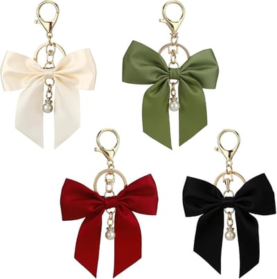 Thijox - Set van 4 Glitters Tasbedels Dames Sleutelhanger Y2K Tas Hanger Kralen Schattige Accessoires voor Handtassen en Rugzakken