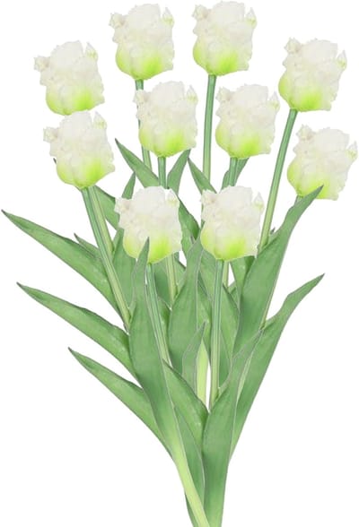 Countryfield Kunstbloemen boeket tulp Parkiet - 10x - wit - real touch - levensecht - 40 cm