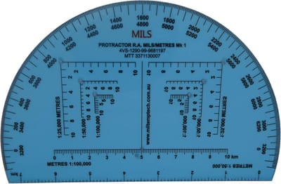 Gradenboog Hoekmeter - Navigatie Tool - Kaart Plotten - UK Militaire Specificatie - 16.5 x 10.1 cm - Transparant