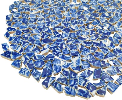 1,1 LB porseleinen en witte kleine keramische mozaïektegels, 0,99 cm - 2 cm gebroken onregelmatige mozaïektegels voor DIY-knutselen, vloer, keuken, zwembad, bloempotten, huis- en buitendecoratie