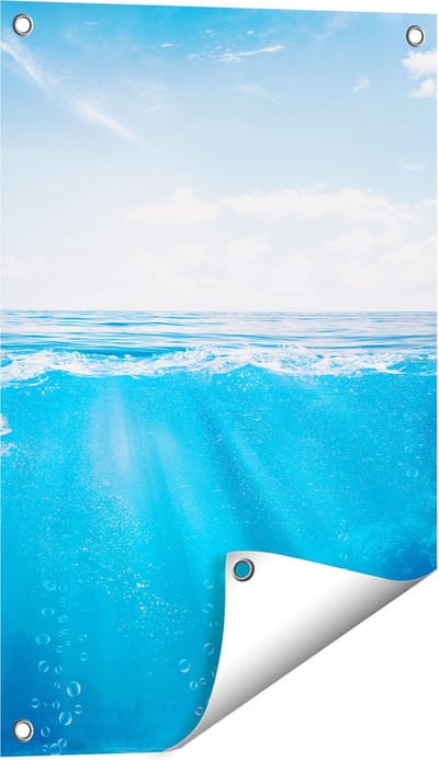 Gards Tuinposter Helder Blauwe Zee onder Water - 40x60 cm - Tuindoek - Tuindecoratie - Wanddecoratie buiten - Tuinschilderij