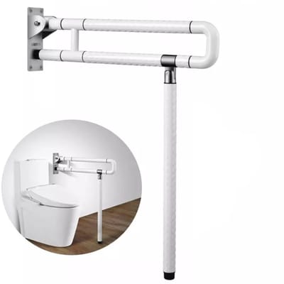 PolkaHome® Opklapbare Wandsteungreep 60 cm – WC Steunbeugel – Toilet Handgreep – Antislip – Wandmontage – Wit