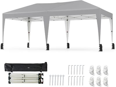 Partytent opvouwbaar - Paviljoen - 3x6 - Easy up - Waterdicht - met Zijwanden - Weerbestendig - Grijs