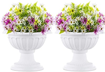 Dailygoods- Plantenspindel 26cm Hoog - Decoratieve Urn - Kunststof Bloempot - Traditionele Sokkel - Voor Binnen/Buiten - Ideaal voor Bruiloften