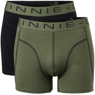 Vinnie-G Boxershorts 2-pack Black/Forest Green Combo - Maat M - Heren Onderbroeken Zwart/Donkergroen - Geen irritante Labels - Katoen heren ondergoed