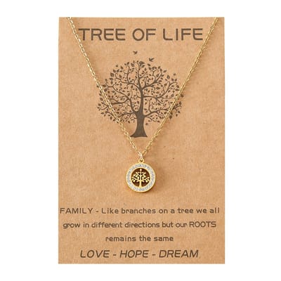 Vriendschapsketting met Levensboom "Tree of Life" - Goudkleurig - BFF Ketting op Cadeau kaartje - Pax Amare