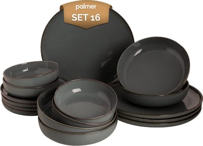 Palmer - Antigo - Serviesset - 4 persoons - 16 delig - Blauw/Grijs - Porselein - Bordenset