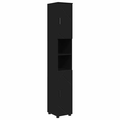 vidaXL - Badkamerkast - Zwart - 30 - x - 35 - x - 192 - cm - Bewerkt - hout - & - Metaal