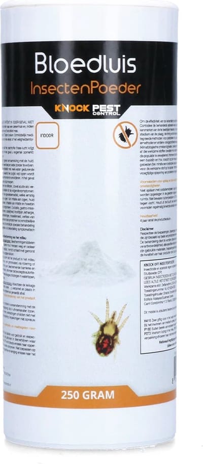 Knock Pest Control Insectenpoeder Bloedluis - Stuifpoeder voor de bestrijding van rode vogelmijt (bloedluis) in pluimveefaciliteiten - Deltamethrin 0,051% - 250 gram