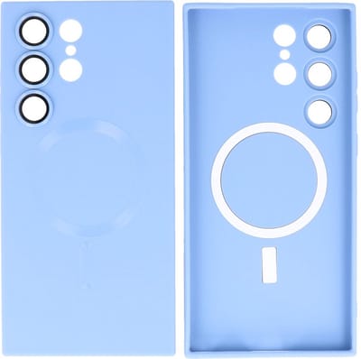 Hoesje Geschikt voor Samsung Galaxy S22 Ultra - Back Cover - MagSafe Hoesje met Camera Beschermer - Blauw