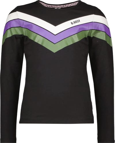 Meisjes shirt V strepen - Zwart