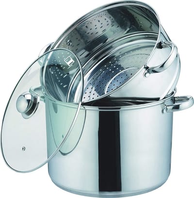 Couscouspan Stoompan - 3-in-1 Kookpot - Gezond Koken - Geschikt Inductie - 4 Liter - Roestvrij Staal