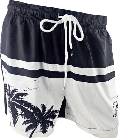 BamBella ® - Zwembroek - Maat S/M - zwart wit zwemshorts - short man mannen korte broek heren