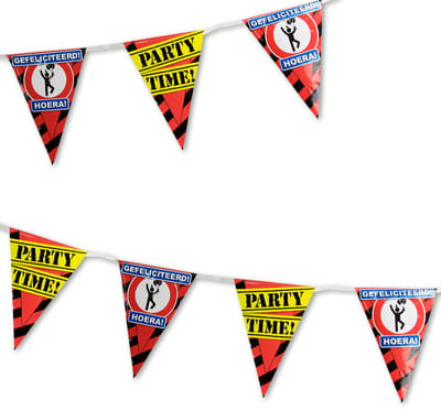 Q2P - Slingers - Gefeliciteerd! - Verjaardag Versiering - Verkeersbord - Vlaggenlijn - Feest Versiering - 10 meter