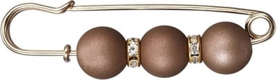 Fako Bijoux® - Sierspeld - Sjaalspeld - Vestsluiting - Vestspeld - Parels & Strass - 65mm - Bruin