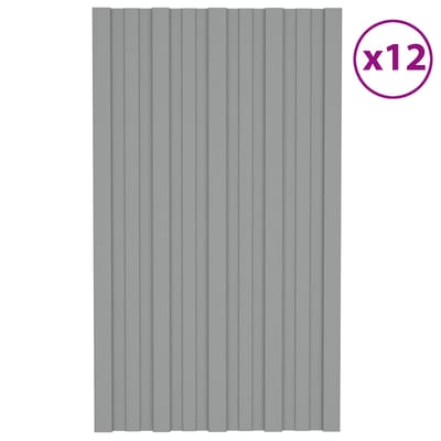 vidaXL - Dakpaneel - 12 - st - Grijs - 80 - x - 45 - cm - Verzinkt - staal