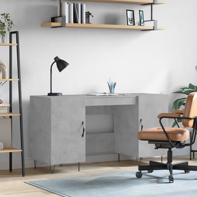 vidaXL - Bureau - 140x50x75 - cm - bewerkt - hout - betongrijs