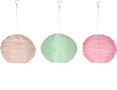 Benson Solar lampion - kleurrijke mix - Ø 28 cm - wit LED - tuinverlichting