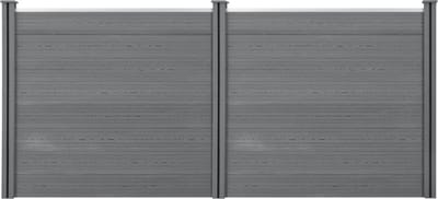 HKC Schuttingpaneel met palen grijs 165x314 cm