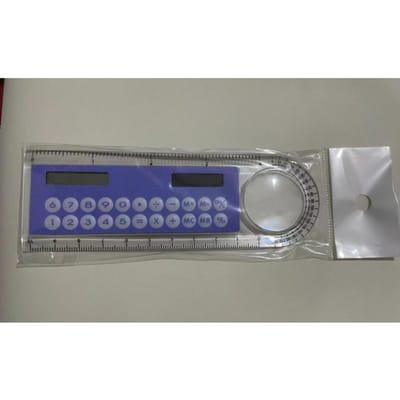 Liniaalcalculator met vergrootglas Transparante zak Mini-rekenmachine Briefpapier Wiskundespeelgoed Zakschoolelektronica Rekenmachine