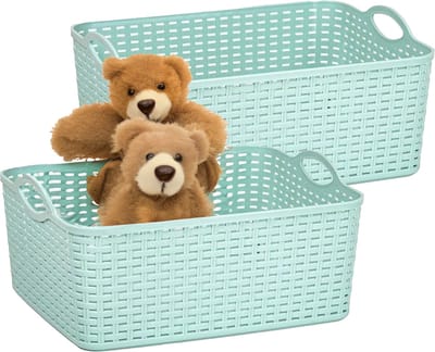 Plasticforte opbergmandje/kastmandje - 4x - 11 liter - mintgroen - kunststof - 35 x 28 x 16 cm - nestbaar