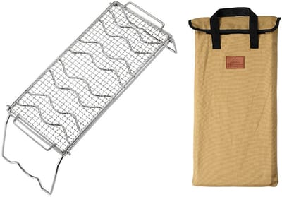 Draagbare RVS Kampvuur Grill – Compact BBQ Rooster voor Open Vuur – 49 cm – Lichtgewicht 1,6 kg