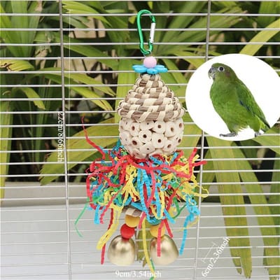 OLOEY Vogelspeelgoed in de vorm van gekleurde Sola-sterren- natuurlijk kauwspeelgoed om te versnipperen- geschikt voor kleine tot middelgrote vogels zoals parkieten- conures en valkparkieten- Houten speeltje om in de kooi te hangen