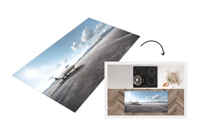 Keukenloper - Loper keuken - Een vliegtuig geparkeerd op een luchthaven - 120x60 cm - Keukenloper vinyl