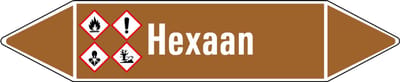 Hexaan leidingmarkering op vel 75 x 17 mm - 8 per vel
