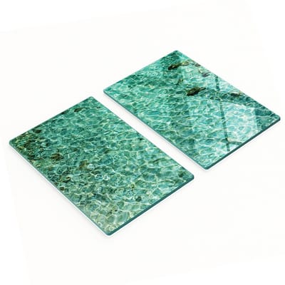 Duurzame en stijlvolle glazen borden met een transparant waterpatroon, 2x40x52 cm