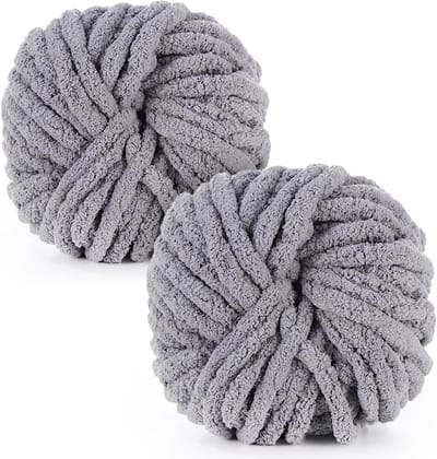 Dikke Wol voor Haken en Breien, 2 x 240 g, Zachte Breiwol voor Handwerken, Ideaal voor Dekens en Kussens, XXL Wol voor Huisdieren - Grijs