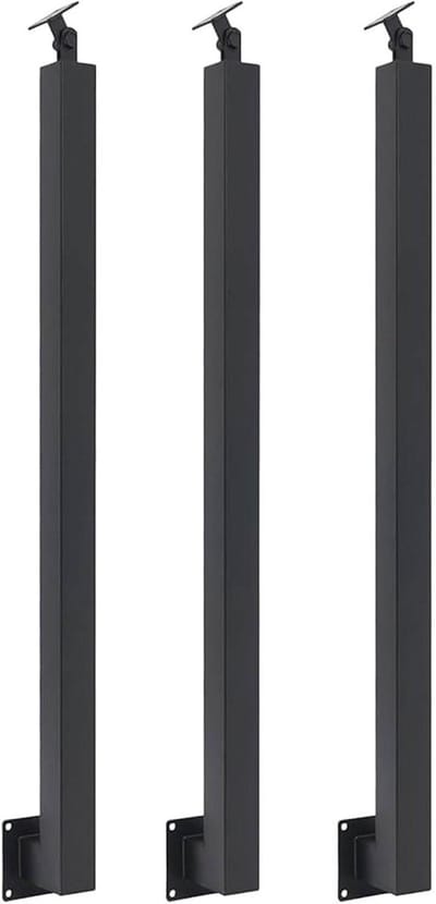 Trapleuning Palen - Leuningsteunen Balustrade - Veilig Traplopen - Zijdelings te Monteren - 90 cm - Zwart