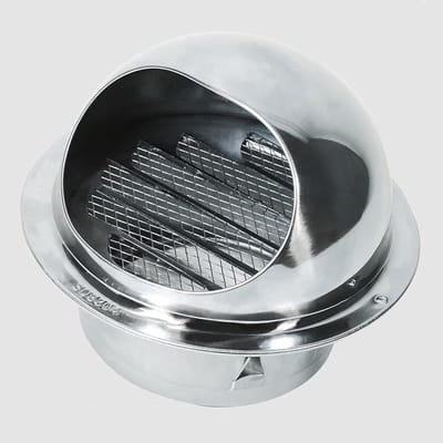 Ventilatierooster RVS - Luchtrooster Muur - Luchtstroom Verbeteren - Regendicht Louvre - 7 inch Diameter - Zilver